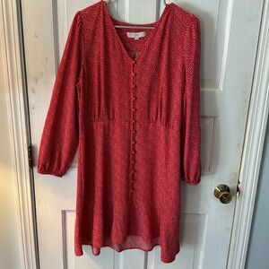 Loft, red mini hearts, dress size 14